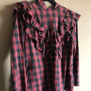 Checked shirt with frills